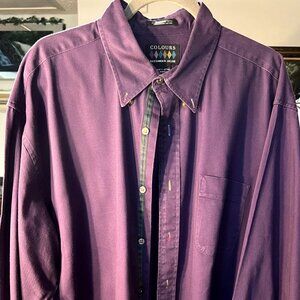 Alexander Julian Plum Purple 100% Supreme Cotton Twill Long-Sleeve Btn-Up SZ XL